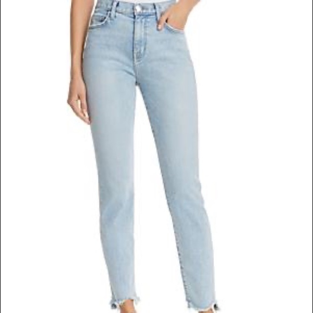 Current/Elliott High Waist Ankle Jeans In Barren with Sheared Hem Size 26